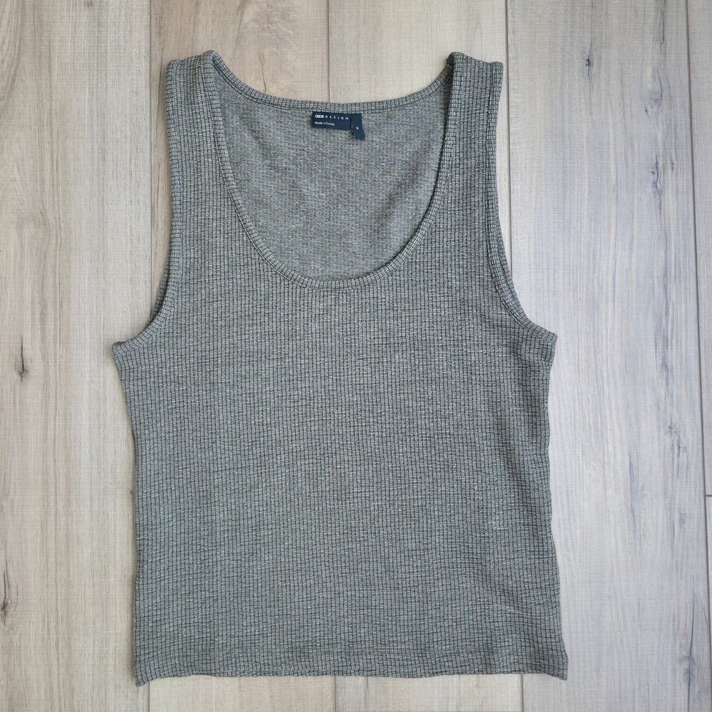 Asos Design Green Scoop Neck Ribbed Knit Tank Top Women Sz M